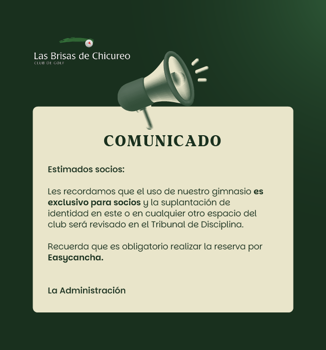 Comunicado Uso de Gym